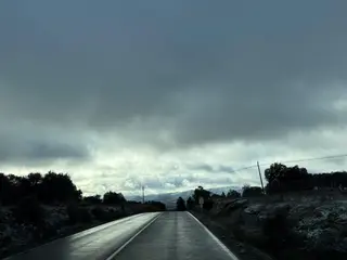 Lluvia y nieve en Cabeza de Béjar en la DSA 170. Foto de archivo