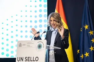 La vicepresidenta segunda y ministra de Trabajo y Economía Social, Yolanda Díaz, durante una rueda de prensa.Europapress