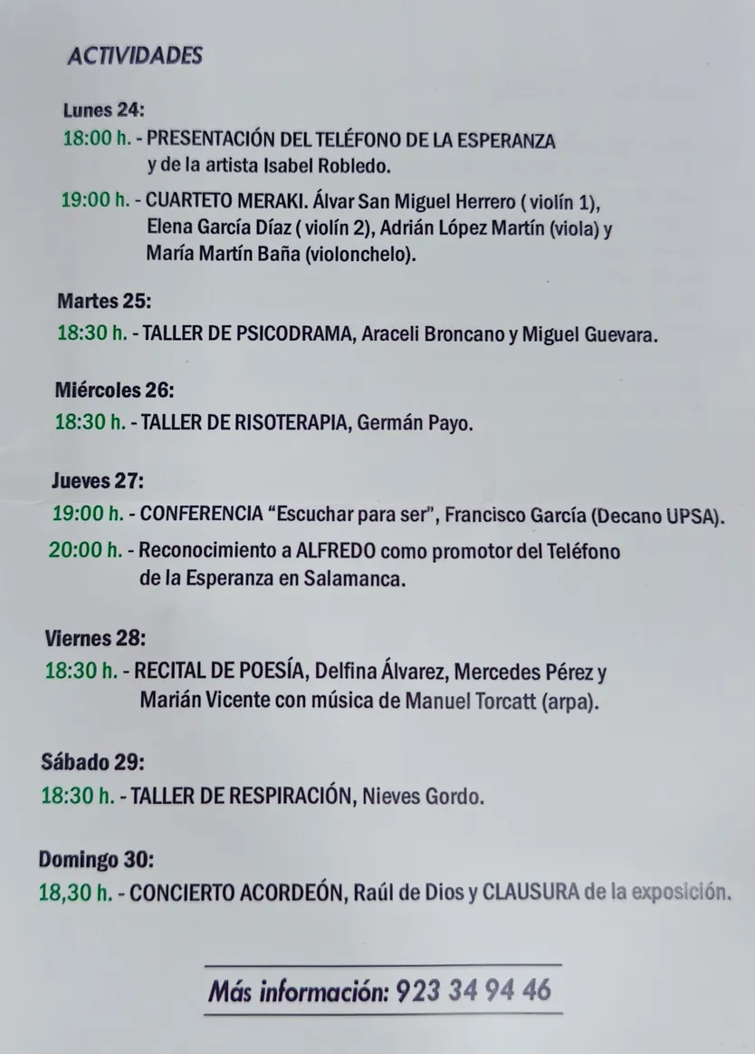 Programación del Día de la Escucha del Teléfono de la Esperanza