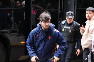 Jugadores del Celta a su llegada a Salamanca