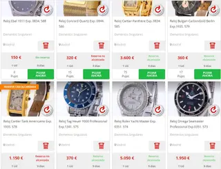 Página web de la subasta