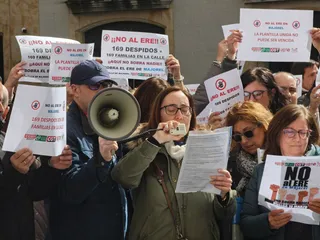Posibles trabajadores afectados por el ERE de Majorel se manifiestan en Salamanca en una foto de archivo | Anass Álvarez