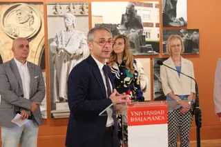 Inauguración de la exposición 'Nebrija, el ideal humanista' en la Universidad de Salamanca.