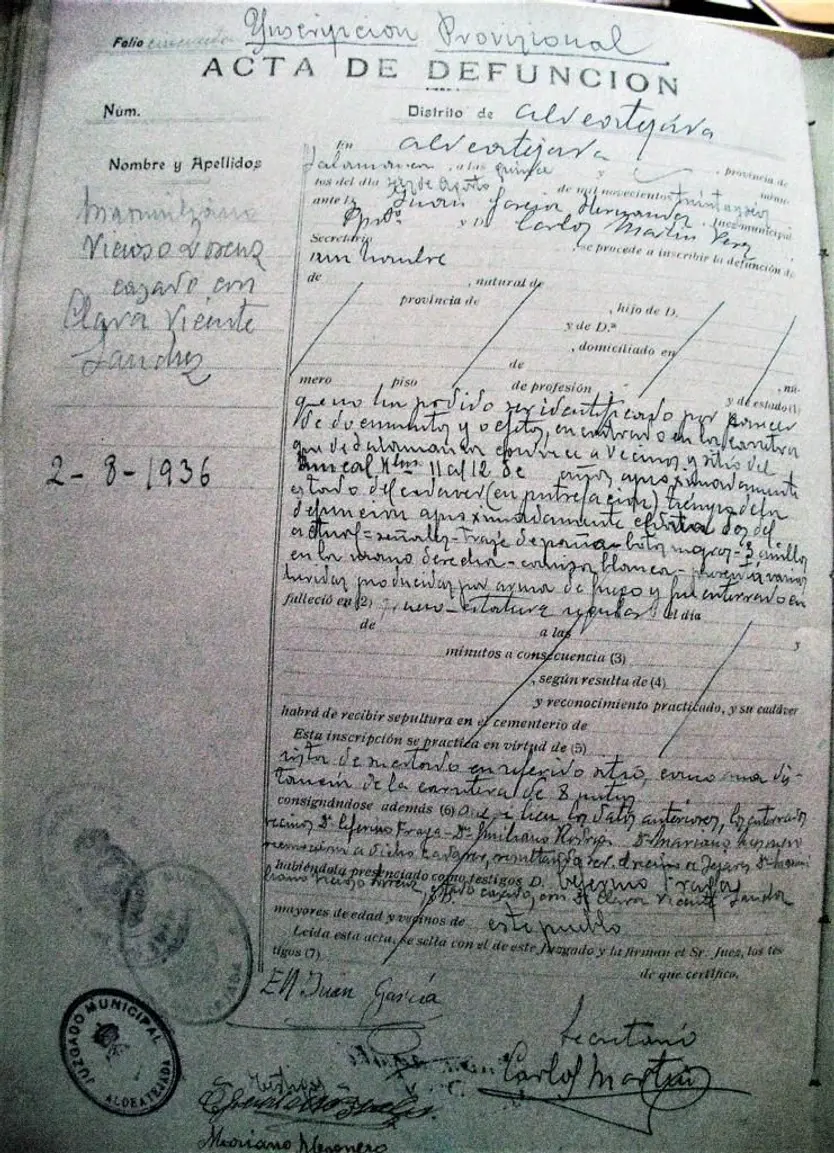 Acta de defunción de Maximiliano Vicioso Lorenz 