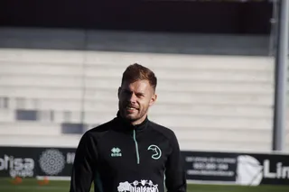 Mandi Sosa sonríe en un entrenamiento de Unionistas / FOTO SALAMANCA24HORAS.COM