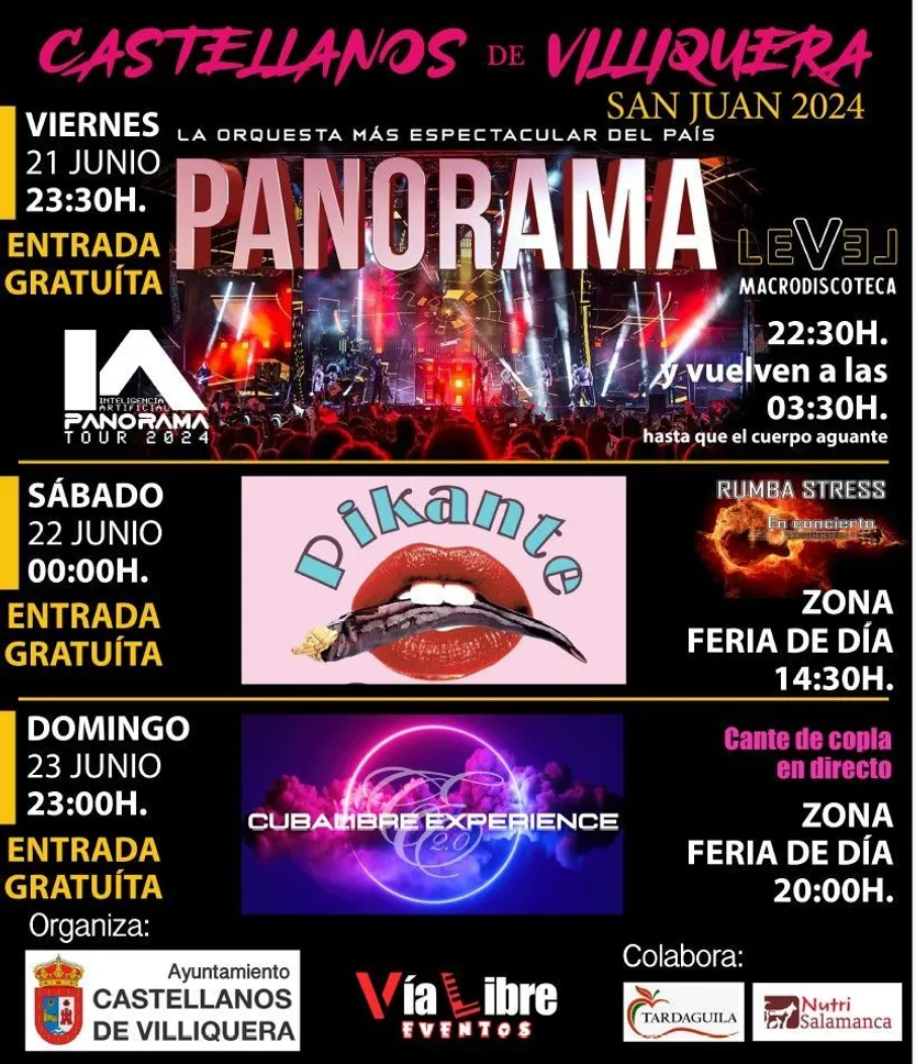 Cartel orquestas Castellanos Villiquera