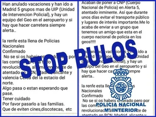 La Policía Nacional reclama a los ciudadanos no contribuir a viralizar bulos alarmistas