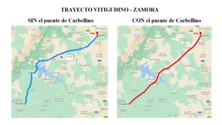 Trayecto Vitigudino a Zamora con y sin puente