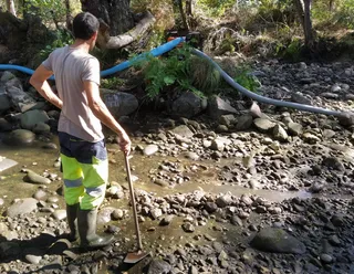 Captación en el río Francia en la parte baja de Miranda del Castañar el pasado 5 de agosto