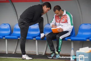 Dani Romo, junto a Ángel Sánchez durante su paso por el Guijuelo | FOTO SALAMANCA24HORAS.COM