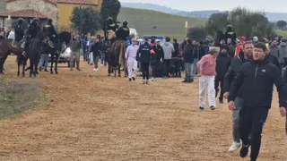 Ambiente en el encierro a caballo del Domingo de Carnaval 2025 en Ciudad Rodrigo. Fotos: S24H