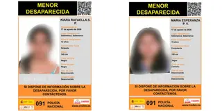 Montaje con el cartel de las dos menores desaparecidas en Salamanca