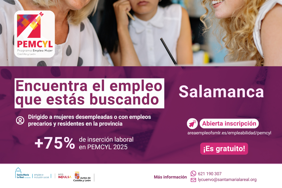 Cartel de empleo dirigido a mujeres de Salamanca | Junta de Castilla y Le&oacute;n 