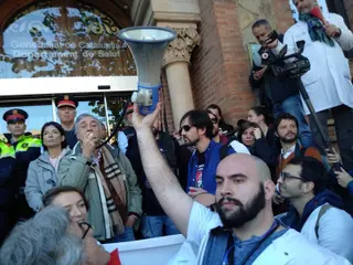 Manifestación de médicos ante la Conselleria de Salud durante la huelga (archivo