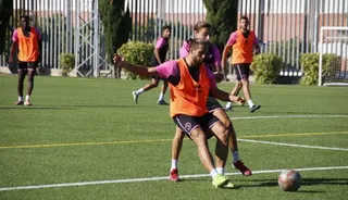 Borja Díaz y Raúl Beneit en un entrenamiento en el Municipal Vicente del Bosque | FOTO SALAMANCA24HORAS.COM
