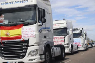 Foto de archivo de la marcha lenta de transportistas por Salamanca