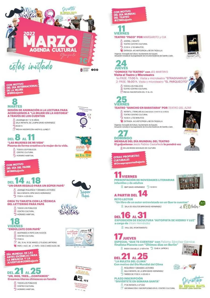 La agenda cultural de marzo en Guijuelo