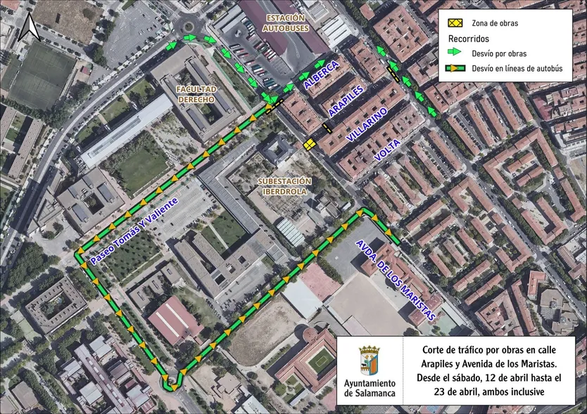 Corte de tráfico calle Arapiles y Maristas