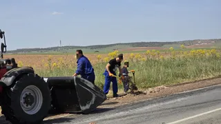 Un vehículo pierde parte de su carga, restos de vísceras, en la carretera de Vecinos | Andrea Mateos