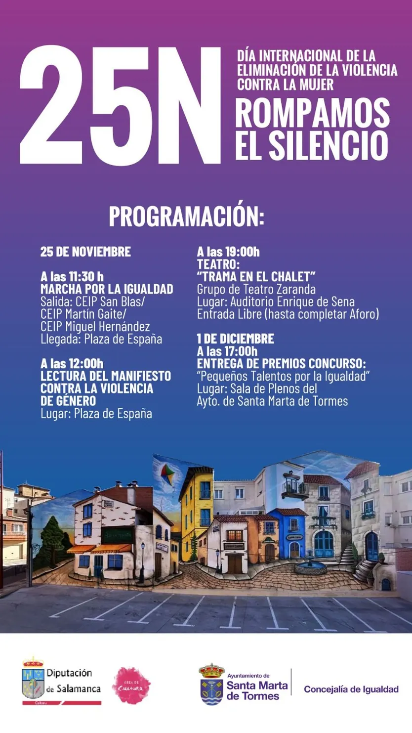 Cartel de la programación por el 25-N en Santa Marta de Tormes