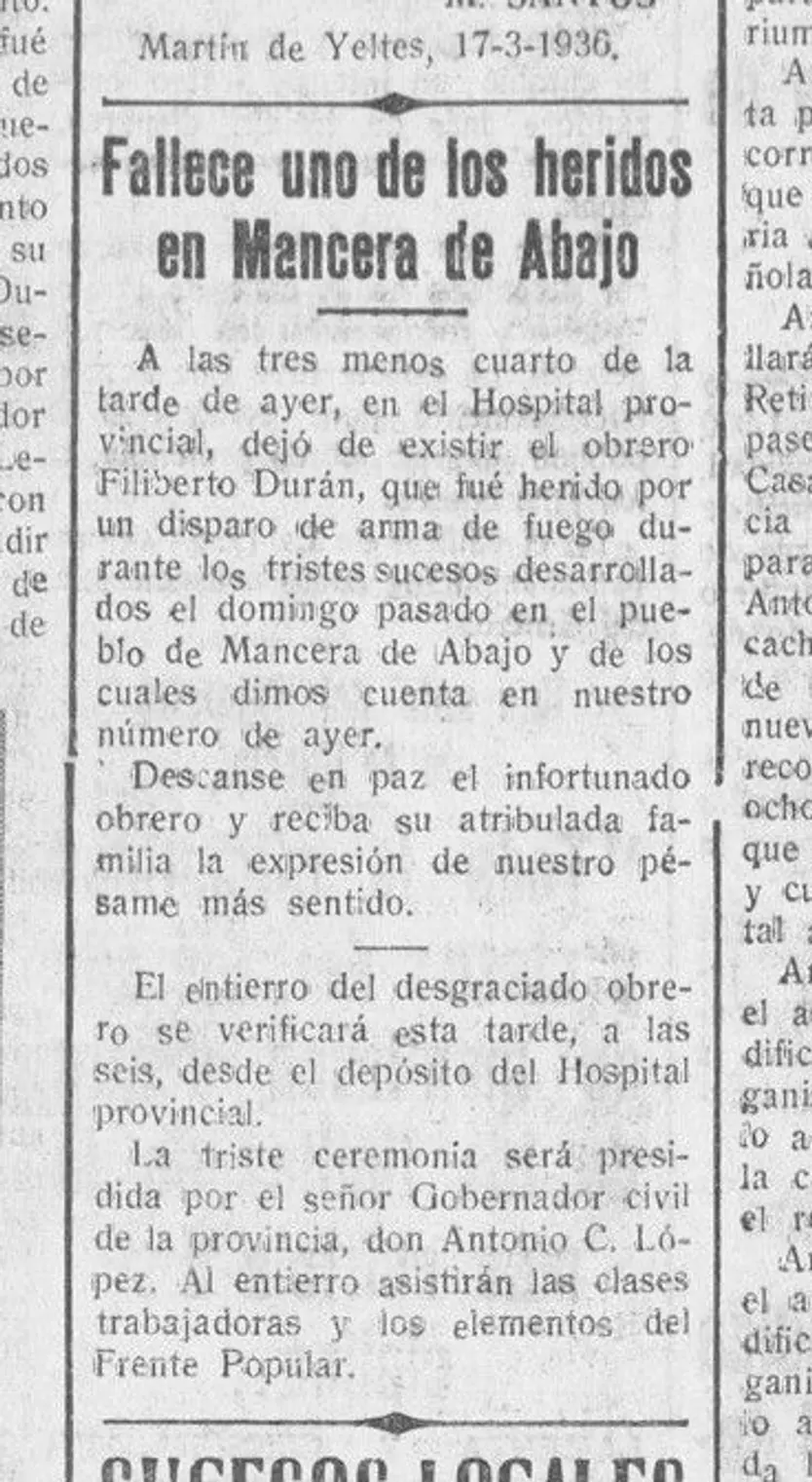 Fallece uno de los heridos en Mancera de Abajo