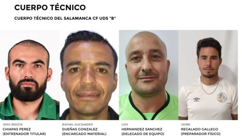 Imagen del cuerpo técnico del Salamanca CF UDS B en la Federación de Castilla y León de fútbol | FOTO FCYLF