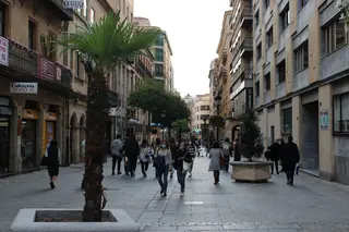 Gente, otoño, calle toro