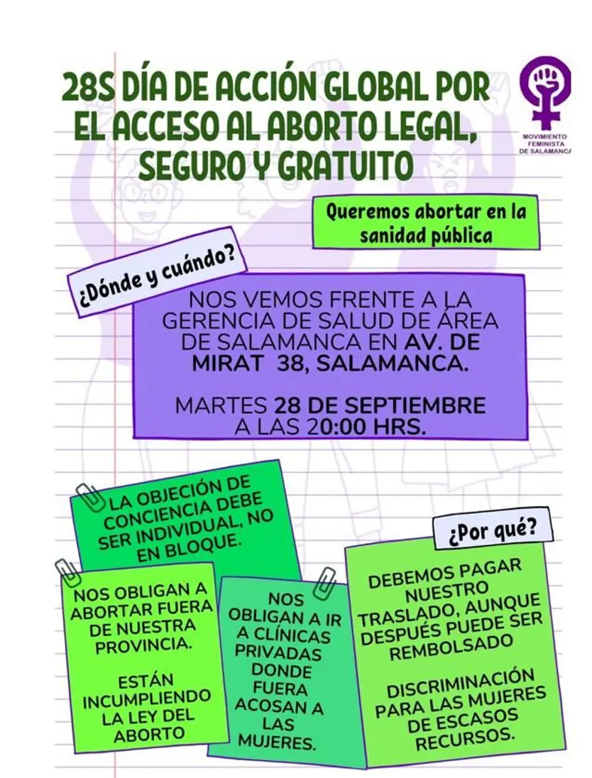 Cartel acción 28 de septiembre. Movimiento Feminista 