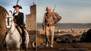 Ángel López Manzano y Conrado Abad, pregonero y Reloj Suelto de la Asociación Carnavaldeltoro.es