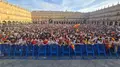 Salmantinos se reúnen en la Plaza Mayor para ver el partido España Francia