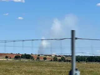 Imagen del incendio registrado en San Pedro de Rozados en sus inicios