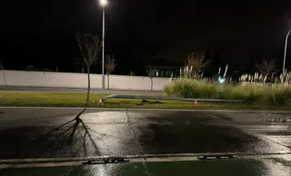 Farola derribada en la avenida de Salamanca