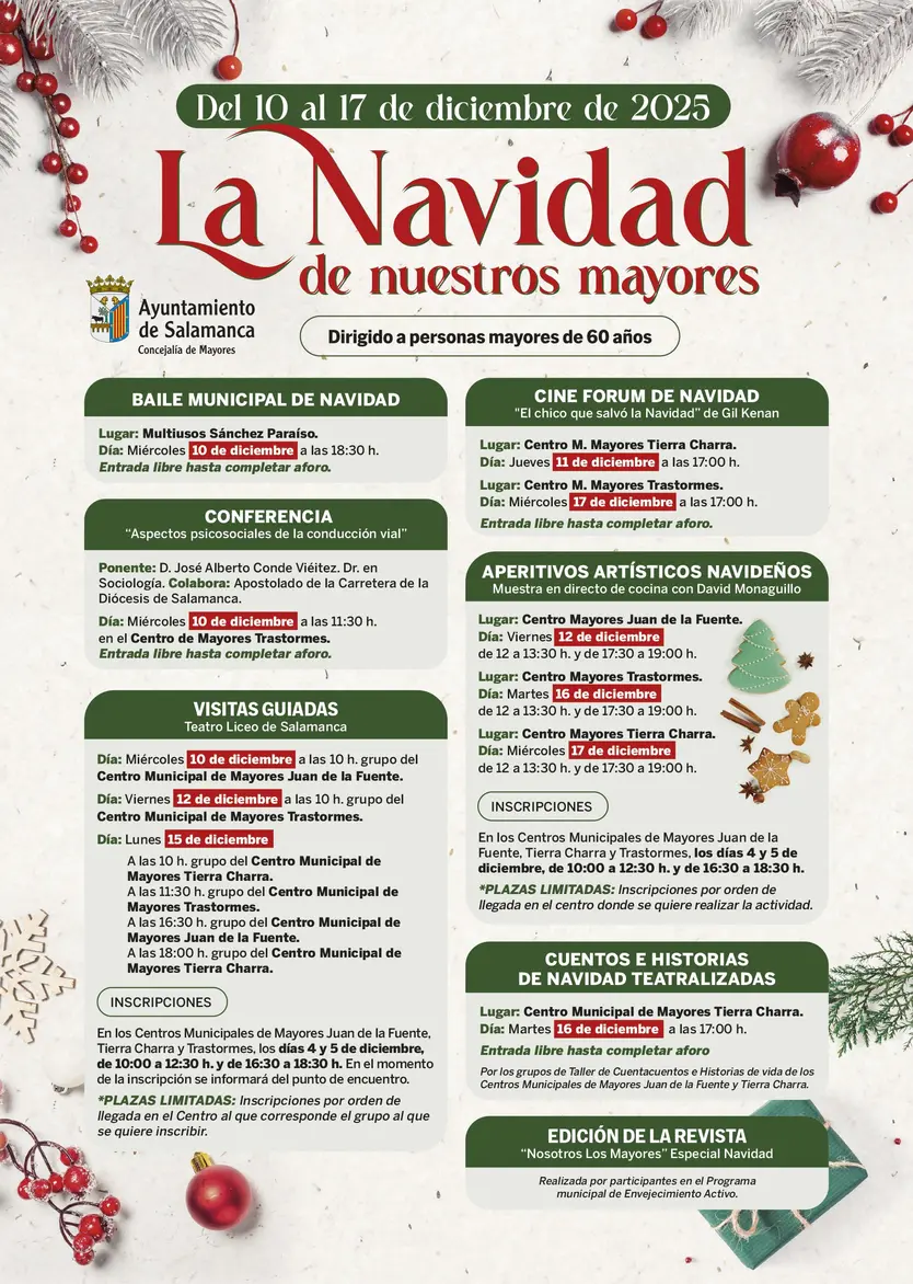 Programación para mayores Navidad 2025 en Salamanca
