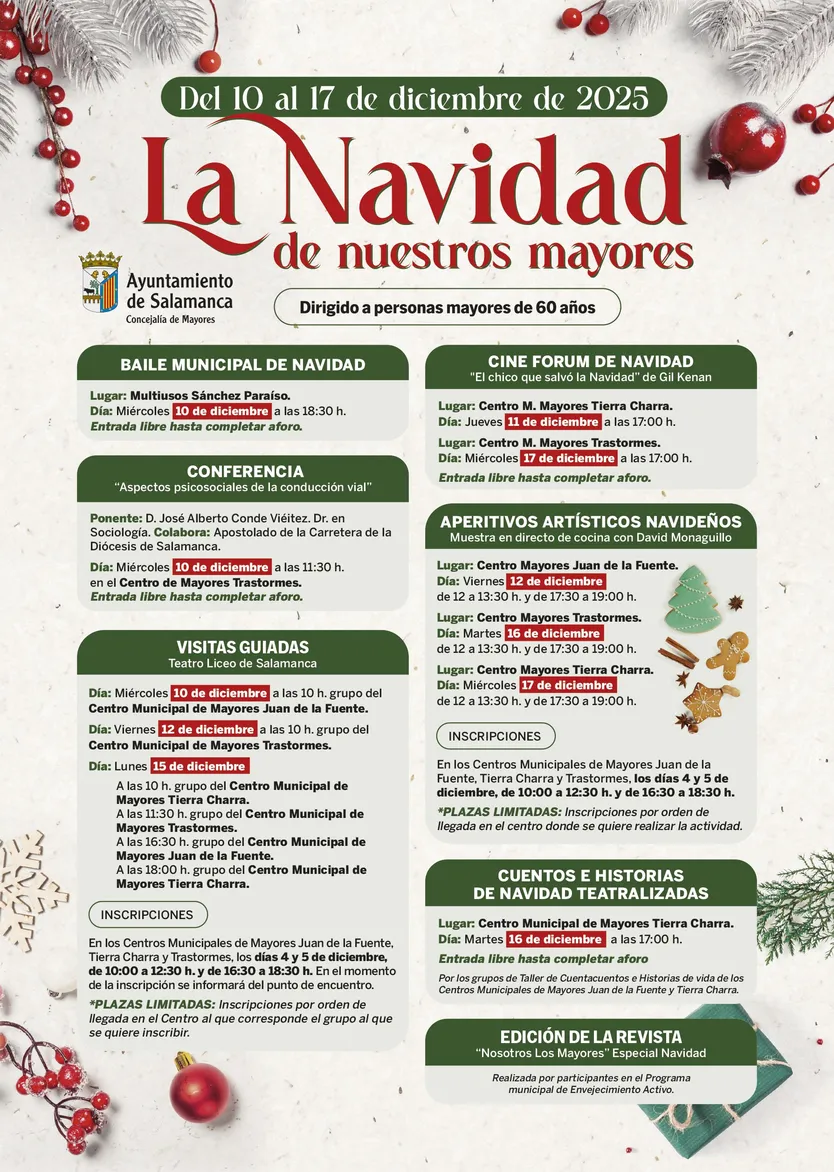 Programación para mayores Navidad 2025 en Salamanca