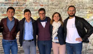 De izquierda a derecha los investigadores Max Frías, Carlos Arcila, David Blanco, Patricia Sánchez y Javier J. Amores, de OCA USAL | Foto: Comunicación USAL