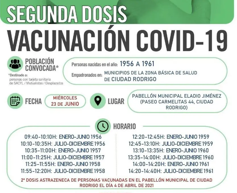 segundas dosis 1956 1961 CR 23 junio