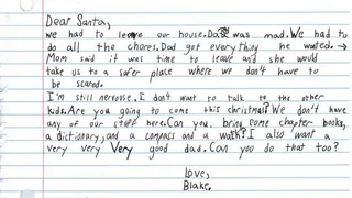 Carta de blake a papa noel donde pide un papa muy muy muy bueno