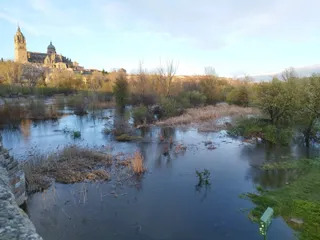 Crecida del caudal del río Tormes a su paso por Salamanca