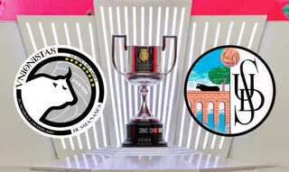 Copa del Rey con los escudos del Salamanca CF UDS y Unionistas