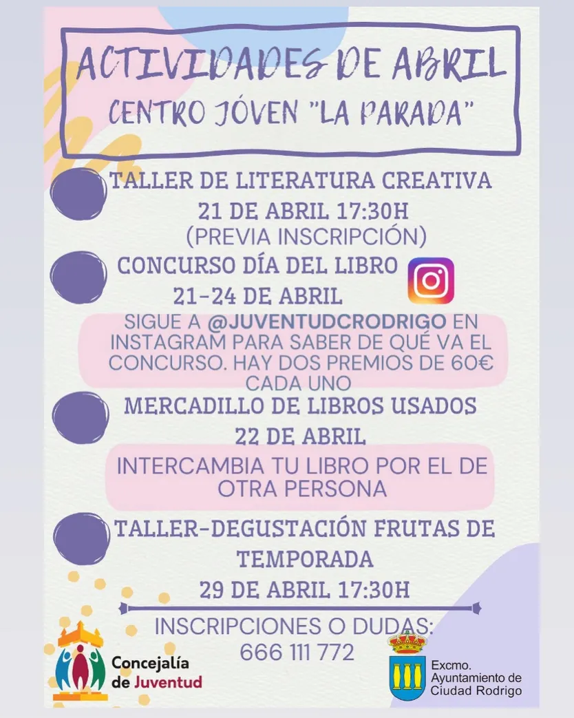 Actividades abril centro joven Ciudad Rodrigo