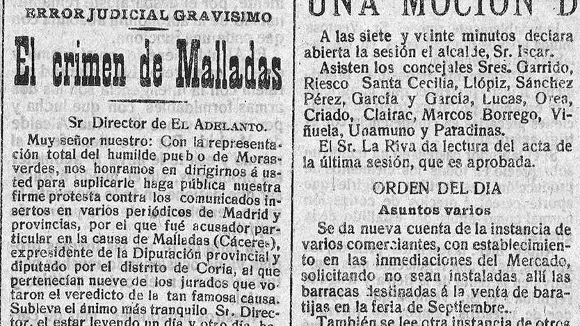 "Error judicial gravísimo" . Recorte de prensa. Crimen de malladas