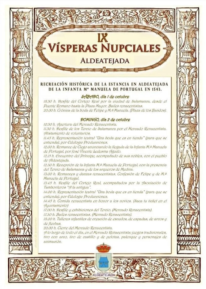 programa IX Vísperas Nupciales Aldeatejada