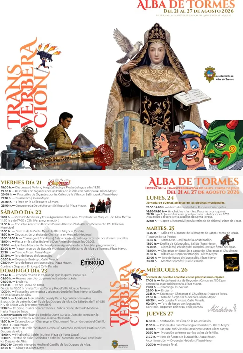 Programación de las Fiestas de la Transverberación 2026 en Alba de Tormes | Ayuntamiento de Salamanca