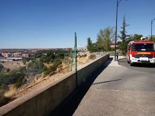 Incendio de rastrojos en el Teso de la Feria