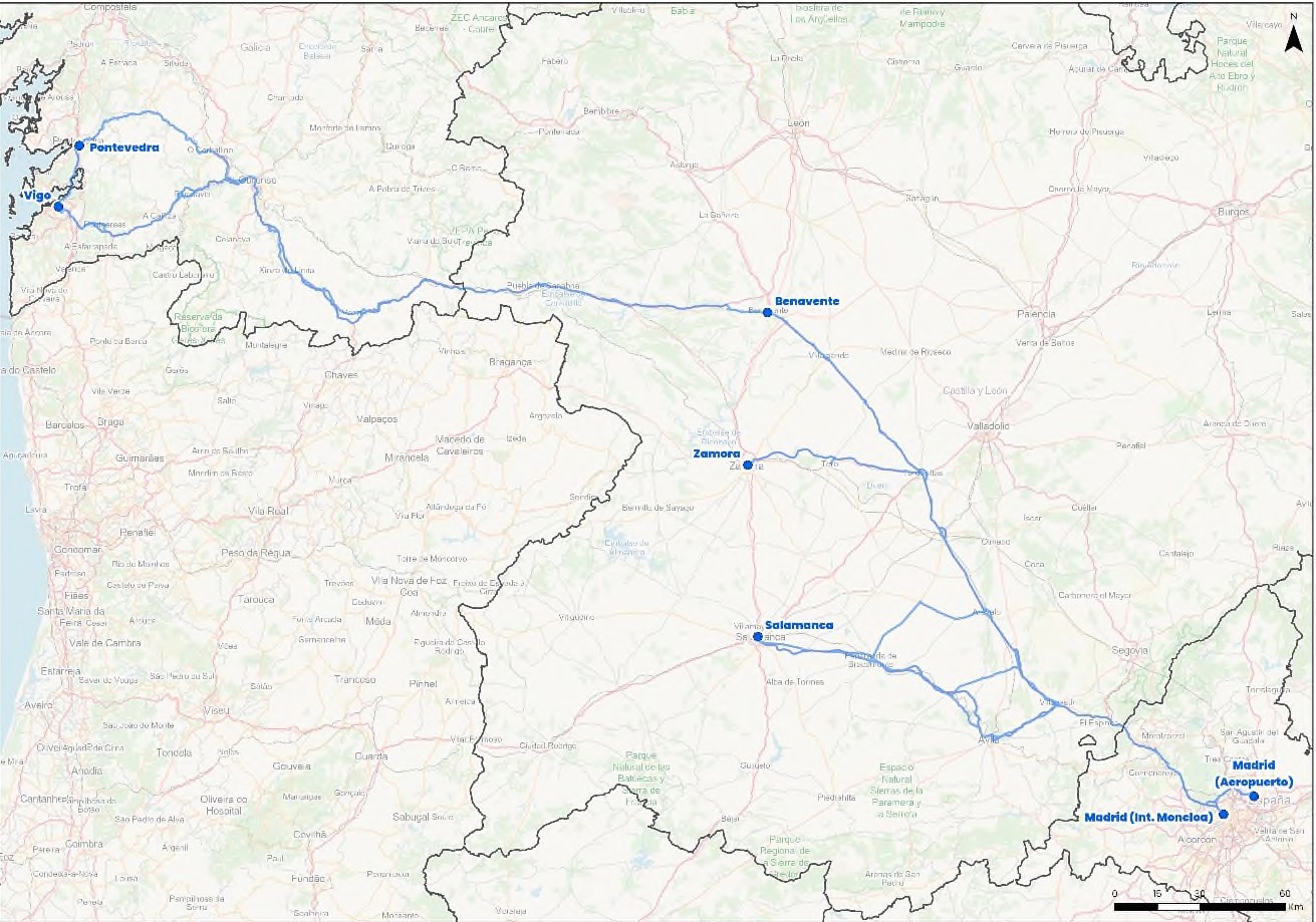 Plano Del Itinerario Previsto En El Corredor Madrid   Salamanca   Pontevedra