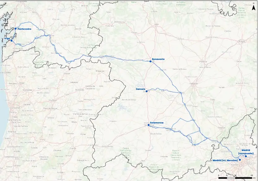Plano Del Itinerario Previsto En El Corredor Madrid Salamanca Pontevedra