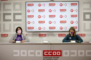 La secretaria de Mujer y Políticas de Igualdad de CCOO Castilla y León, Yolanda Martín, y la secretaria de Mujer y Juventud de UGT, Ana Martín. | FOTO: ICAL
