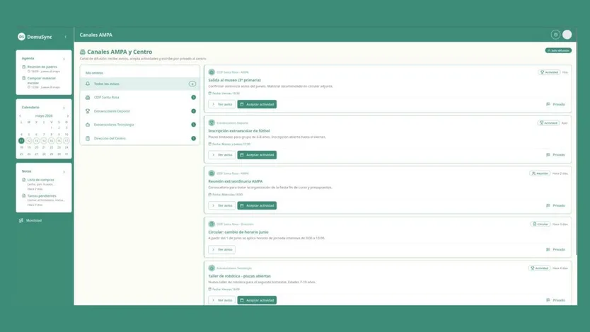 Captura de pantalla de la aplicación ‘DomuSync’