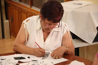 Taller de gyotaku en el Centro de Día Prosperidad