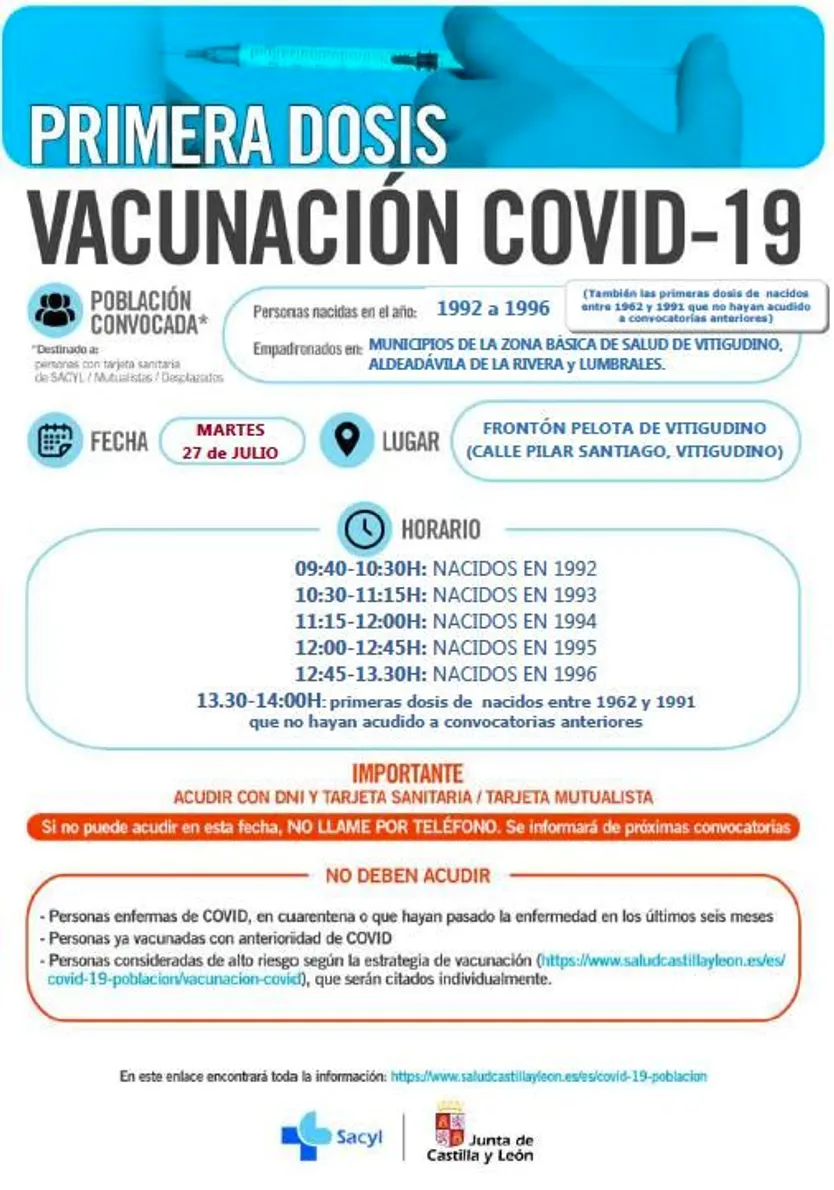 Vacunaciones 27 de julio en Vitigudino